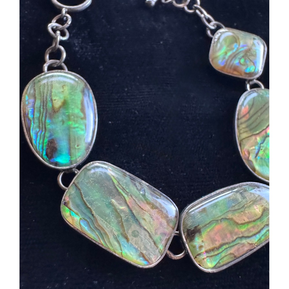 LUC Lucas Lameth Bracelet 925 Silver Abalone Shell Toggle Link 6.75-7.75 11.3g - Picture 8 of 11